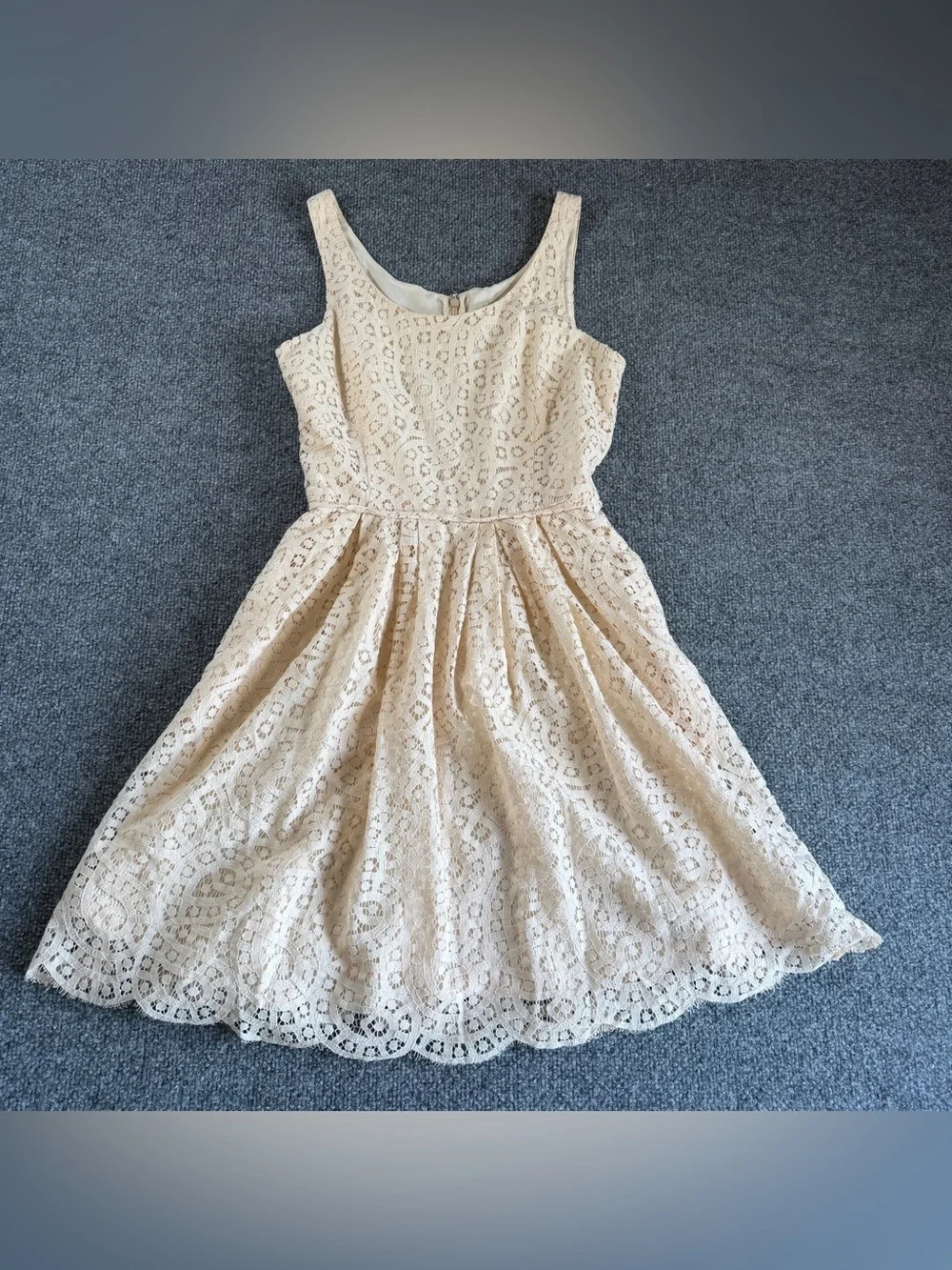 J. Crew Women’s 00 Beige Lace Fit-and-Flare Dress